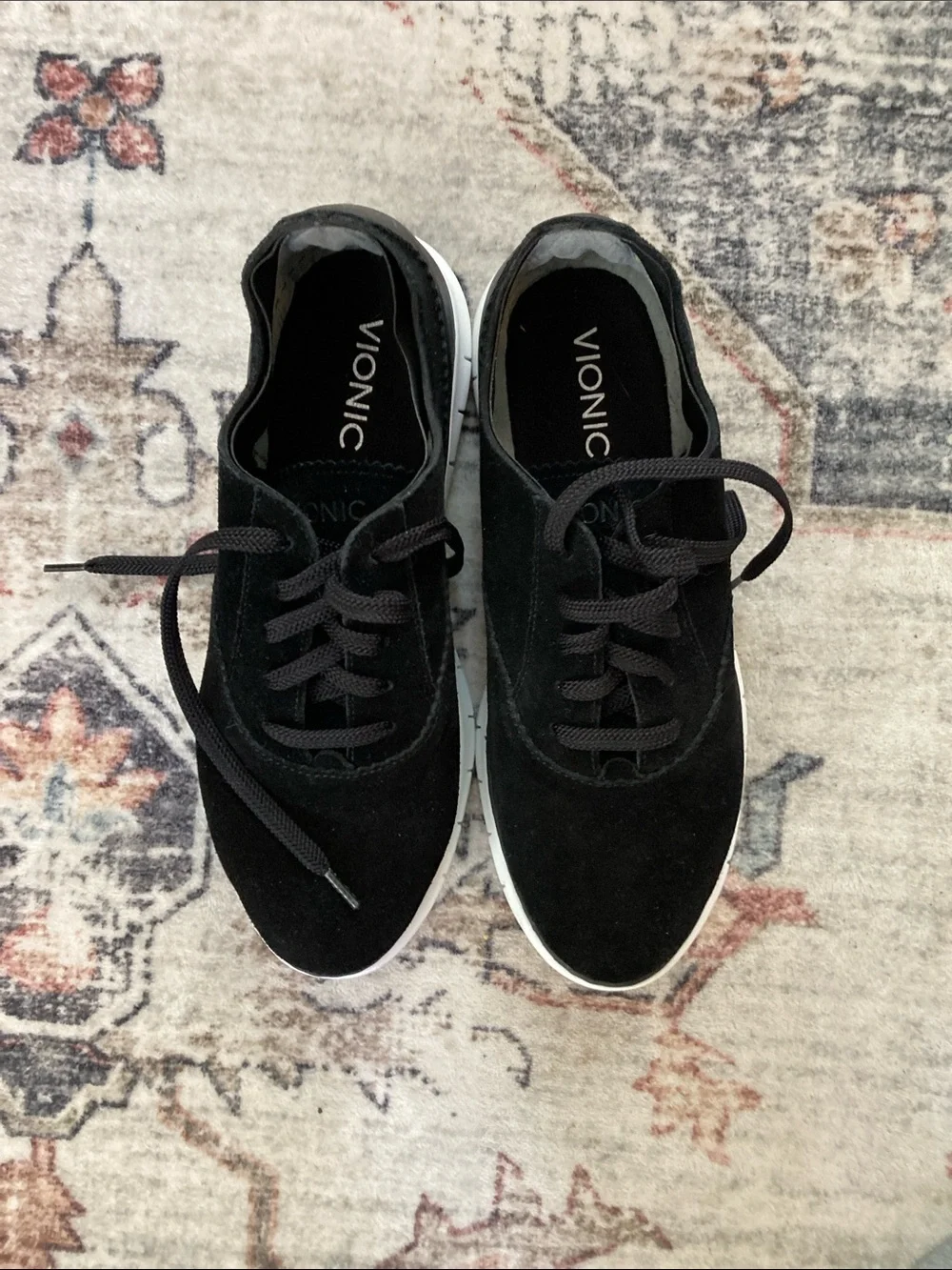 Vionic Black Suede Lace-Up Casual Sneakers - Picture 1 of 3